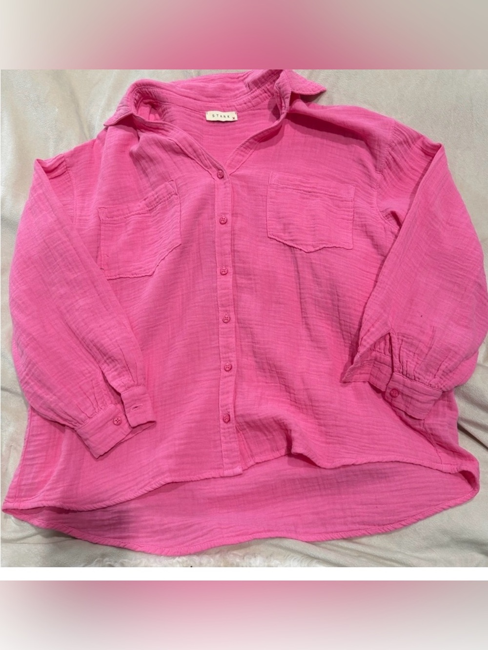 Starkx 100% cotton Button-Up Gauze Shirt in rose